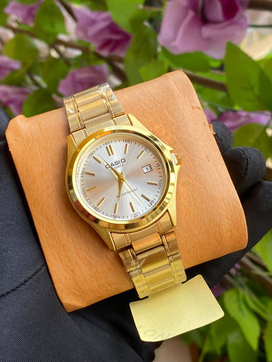 CASIO DATE DISPLAY LEATHER X METTALLIC WATER RESISTANT DATE DISPLAY A PIECE/3000 A PAIR CASIO BOXES @