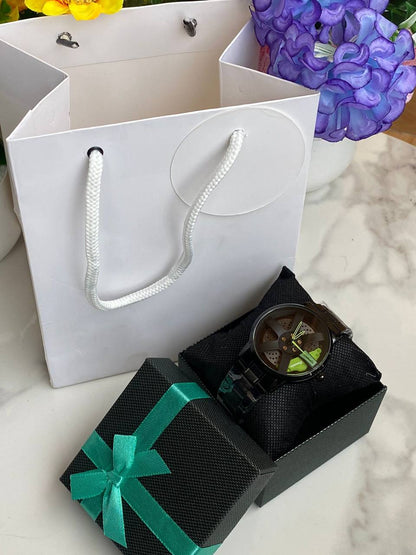 WHEEL WATCH INSPIRED X BAG X BOX STAINLESS STEEL BATTERY POWERED NB: WATCH DOES NOT ROTATE