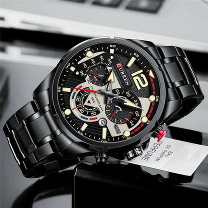GENTS CURREN 8395 CHRONOGRAPH DATE DISPLAY WATER RESISTANT STAINLESS STEEL LUMINOUS DIAL BLACK GREEN BLUE BLACK GOLD CURREN BRANDED BOX