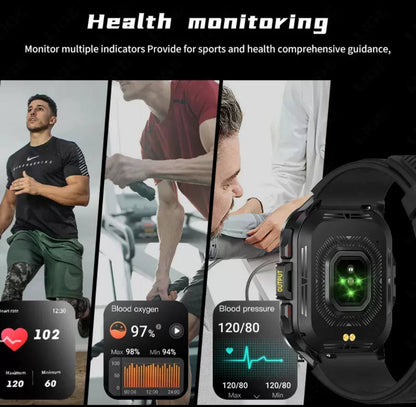 LIGE New 1.52 Inch Screen Bluetooth Call Smartwatch Men Compass Heart Rate Blood