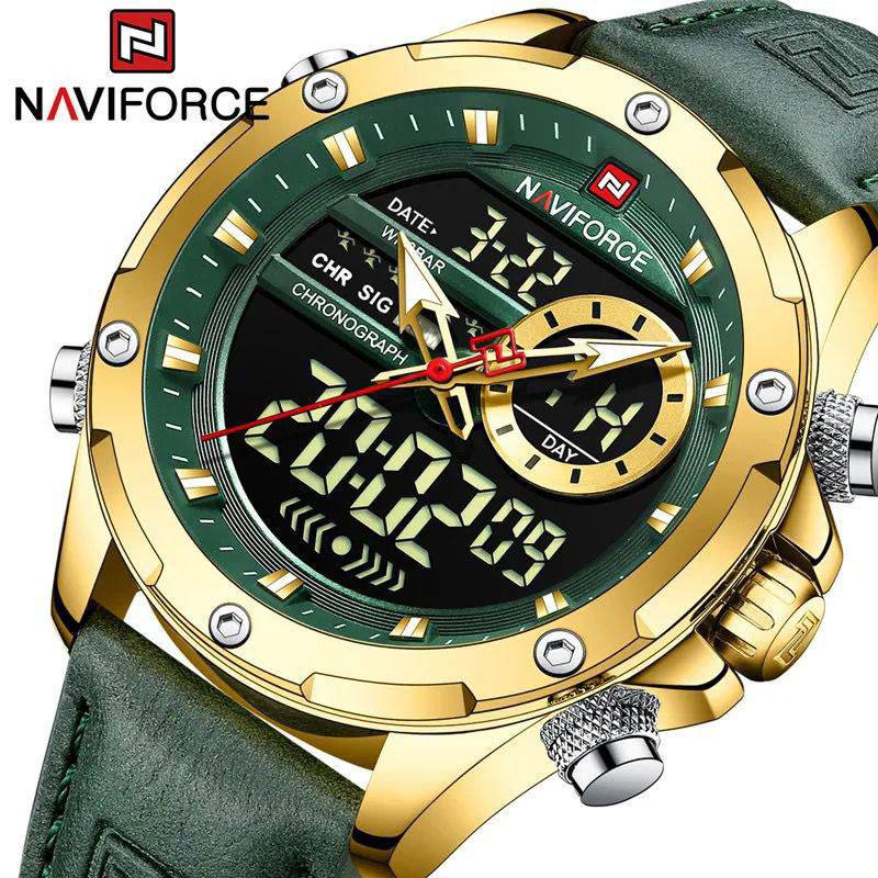 NAVIFORCE GENTS WATCH #9208 DIGITAL AND ANALOGUE DISPLAY WATER RESISTANT POWER BUTTON BATTERY POWERED DIGITAL DAY&DATE DISPLAY & ENQUIRIES