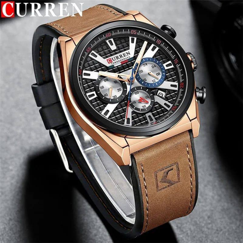 CURREN GENTS #8392 WATER RESISTANT BATTERY POWERED DATE DISPLAY CHRONOGRAPH MOVEMENT 2 COLOR OPTIONS ENQUIRIES