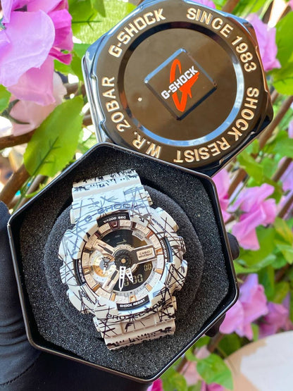 G SHOCK CASIO X G SHOCK TIN WATERPROOF SHOCK RESIST FUNCTIONAL CHRONOGRAPHS RUBBER STARP LIGHT BUTTON BATTERY POWERED