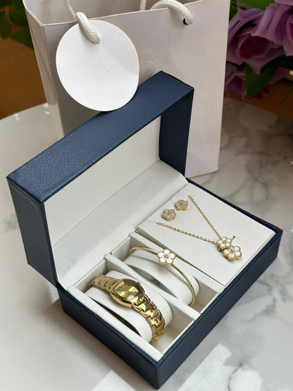 5 1 GIFT SETS WATCH NECKLACE EARRINGS BRACELET RING GIFT BAG