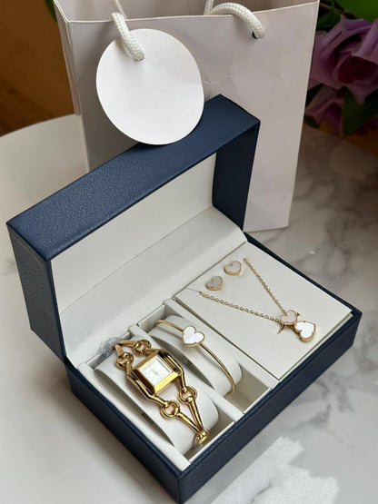 5 1 GIFT SETS WATCH NECKLACE EARRINGS BRACELET RING GIFT BAG