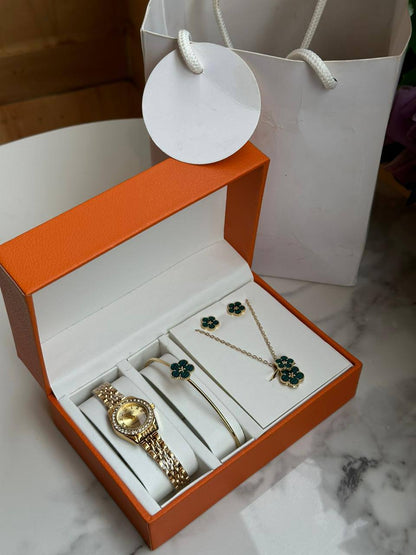 5 1 GIFT SETS WATCH NECKLACE EARRINGS BRACELET RING GIFT BAG