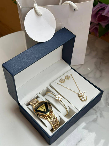 5 1 GIFT SETS WATCH NECKLACE EARRINGS BRACELET RING GIFT BAG