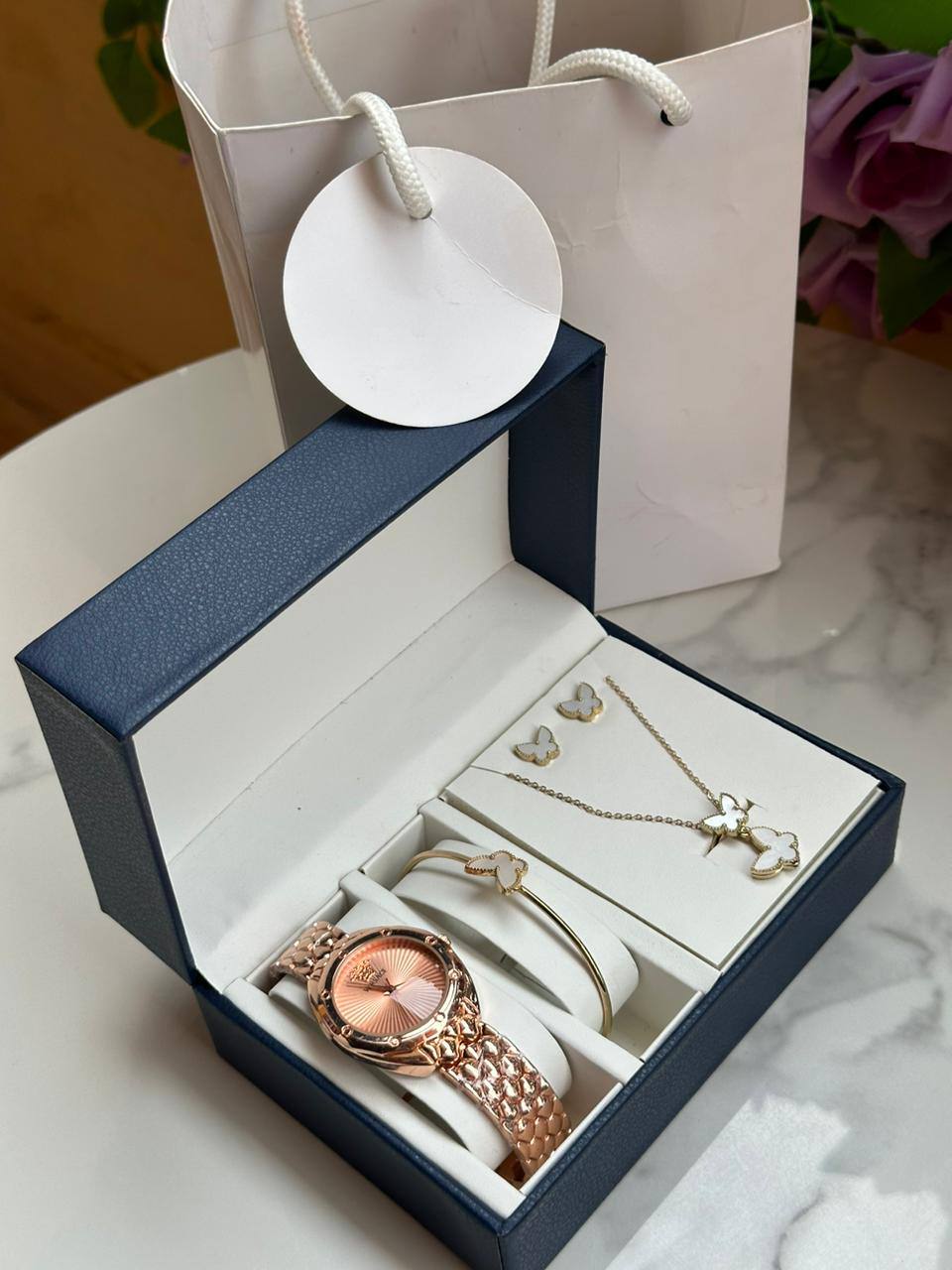 5 1 GIFT SETS WATCH NECKLACE EARRINGS BRACELET RING GIFT BAG