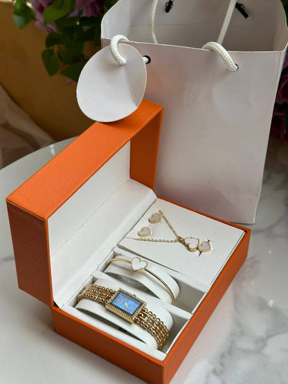 5 1 GIFT SETS WATCH NECKLACE EARRINGS BRACELET RING GIFT BAG