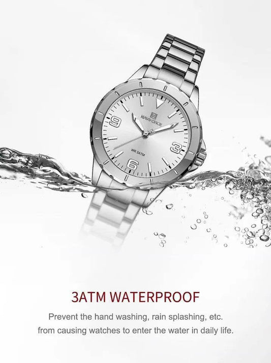 NAVIFORCE LADIES #NF 5022 DATE DISPLAY WATER RESISTANT 50 ATM STAINLESS STEEL LUMINOUS FUNCTION BLUE ROSE GOLD BLACK SILVER ENQUIRIES