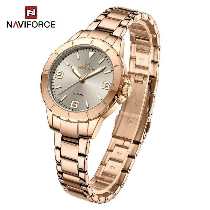 NAVIFORCE LADIES #NF 5022 DATE DISPLAY WATER RESISTANT 50 ATM STAINLESS STEEL LUMINOUS FUNCTION BLUE ROSE GOLD BLACK SILVER ENQUIRIES