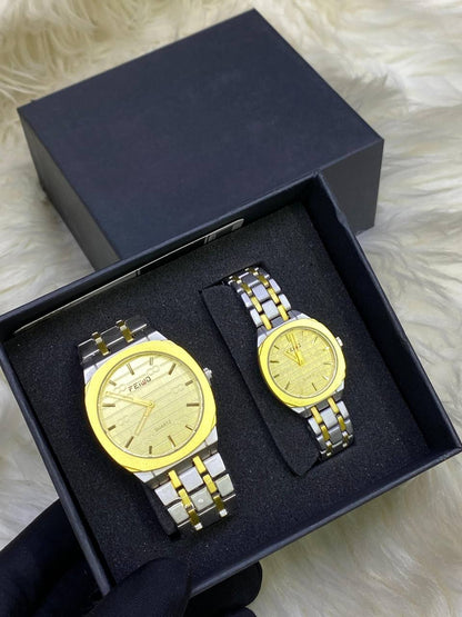 FEI WO COUPLE WATCHES A PAIR + BOX WATER RESISTANT STAINLESS STEEL FINISH NON FADE ENQUIRIES &