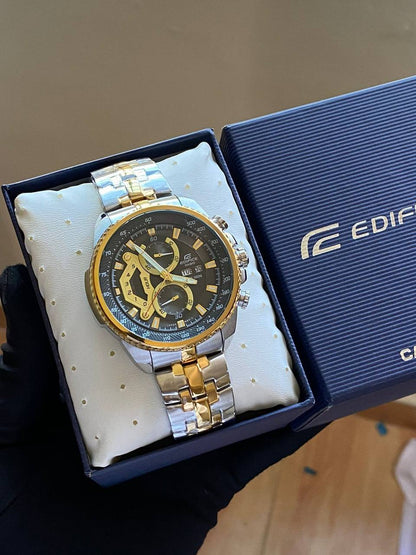 CASIO EDIFICE DAY AND DATE DISPLAY FULL CHRONOGRAPH NON FADE STOPWATCH WATERPROOF COMES CASIO EDIFICE BRANDED BOX AND MANUAL ENQUIRIES