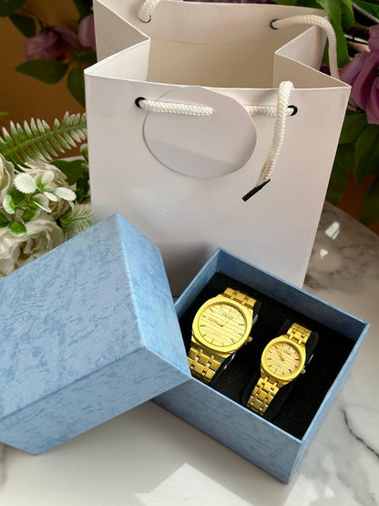 FEI WO COUPLE WATCHES A PAIR + BOX+ BAG WATER RESISTANT STAINLESS STEEL FINISH NON FADE ENQUIRIES &