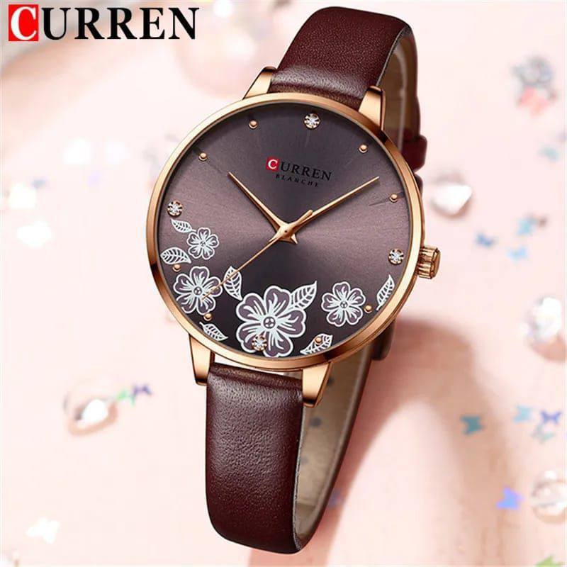 CURREN LADIES #9068(LEATHER ) WATER RESISTANT BATTERY POWERED ENQUIRIES