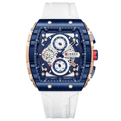 CURREN CHRONOGRAPH GENTS WATCH #8442 RUBBER STRAP CHRONOGRAPH MOVEMENT DATE DISPLAY BATTERY POWERED 4 COLOUR OPTIONS CURREN BRANDED BOX @ ENQUIRIES