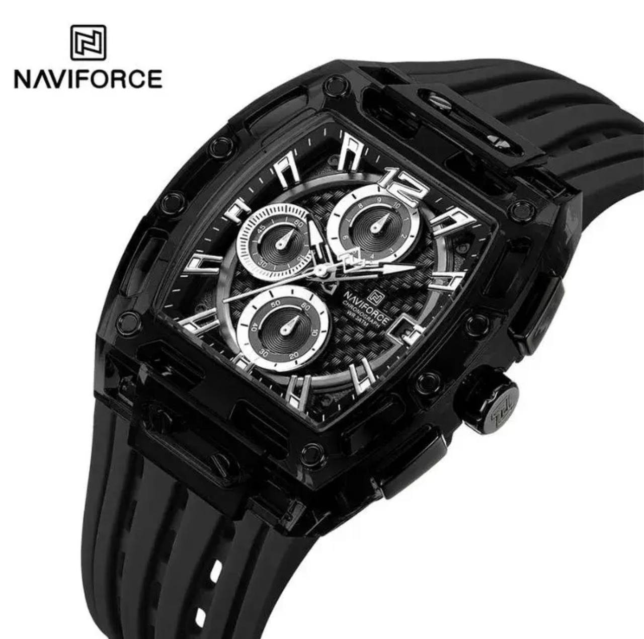 NAVIFORCE NF7105 CHRONOGRAPH TRANSPARENT DESIGN WATERPROOF SILICON STRAP DATE DISPLAY & ENQUIRIES