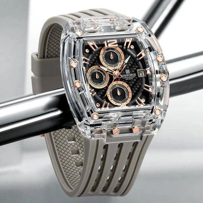 NAVIFORCE NF7105 CHRONOGRAPH TRANSPARENT DESIGN WATERPROOF SILICON STRAP DATE DISPLAY & ENQUIRIES