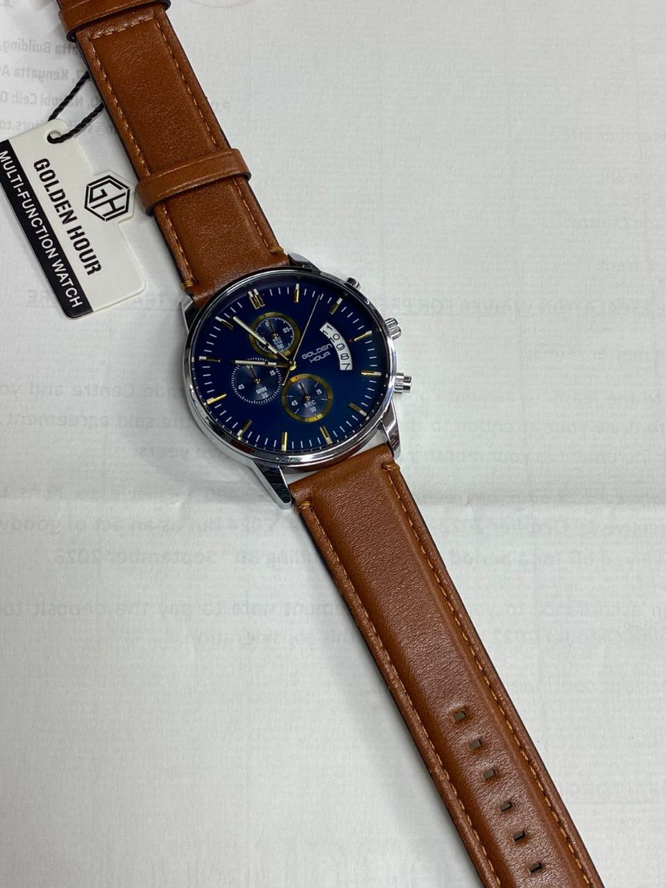 GOLDEN HOUR LEATHER CHRONOGRAPH WATCH