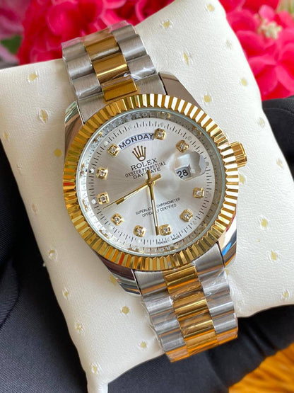 ROLEX WATCH BATTERY POWERED WATER RESISTANT DATE DISPLAY STAINLESS STEEL ENQUIRIES