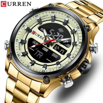 CURREN GENTS #8404 WATER RESISTANT BATTERY POWERED DATE DISPLAY LIGHT BUTTON DUAL TIME DISPLAY 2 COLOUR OPTIONS ENQUIRIES 0791-413-303