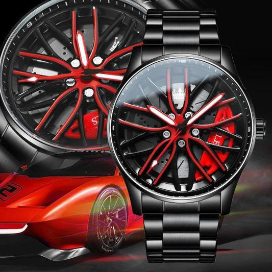 OLEVS WHEEL WATCH LUMINOUS STAINLESS STEEL FINISH BATTERY POWERED WATER RESISTANT & ENQUIRIES