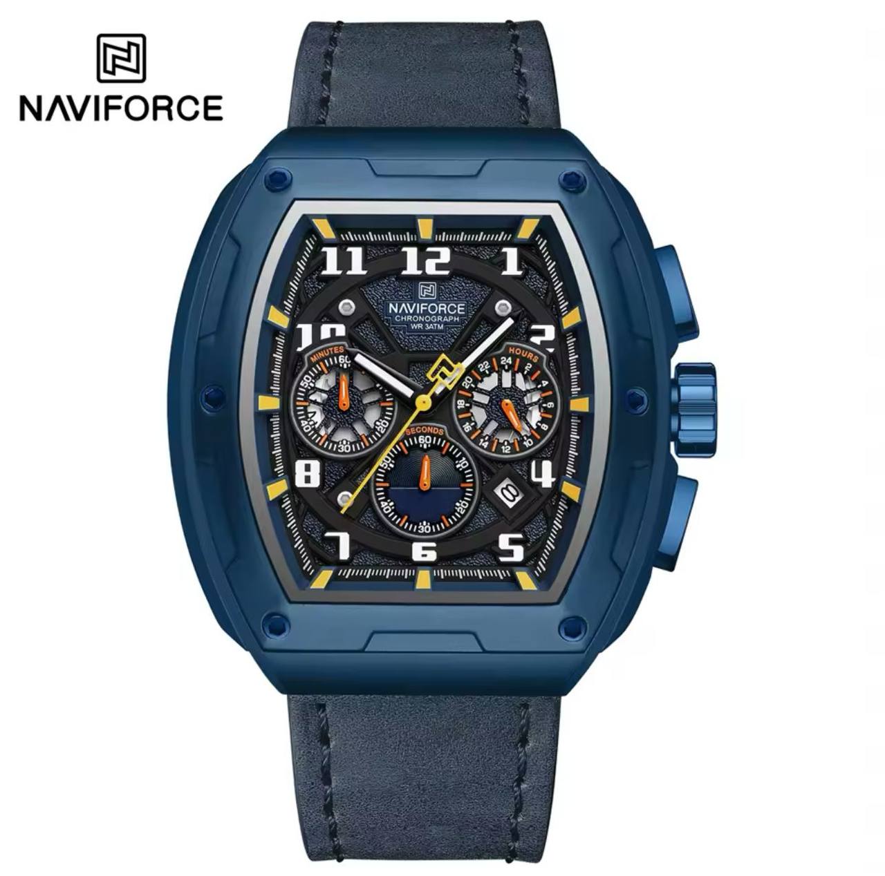 NAVIFORCE GENTS WATCH #NF 8053 CHRONOGRAPH DATE DISPLAY WATER RESISTANT BATTERY POWERED LEATHER STRAP ENQUIRIES