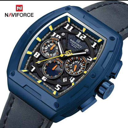 NAVIFORCE GENTS WATCH #NF 8053 CHRONOGRAPH DATE DISPLAY WATER RESISTANT BATTERY POWERED LEATHER STRAP ENQUIRIES