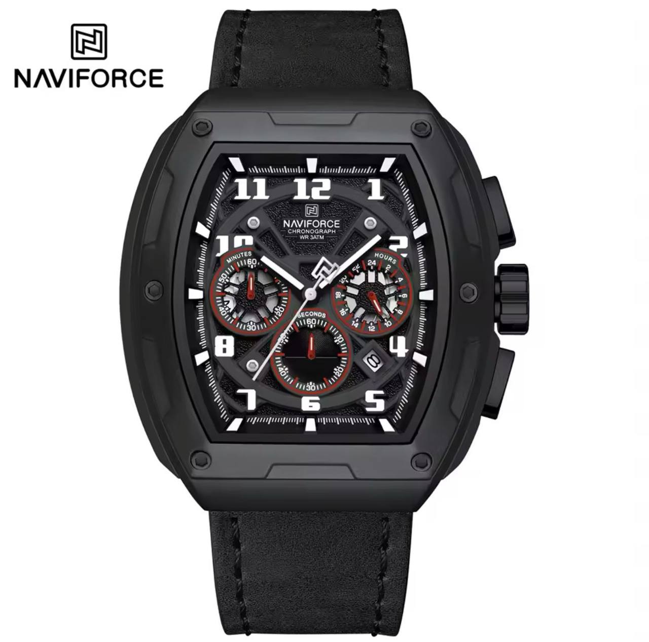 NAVIFORCE GENTS WATCH #NF 8053 CHRONOGRAPH DATE DISPLAY WATER RESISTANT BATTERY POWERED LEATHER STRAP ENQUIRIES