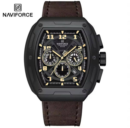 NAVIFORCE GENTS WATCH #NF 8053 CHRONOGRAPH DATE DISPLAY WATER RESISTANT BATTERY POWERED LEATHER STRAP ENQUIRIES