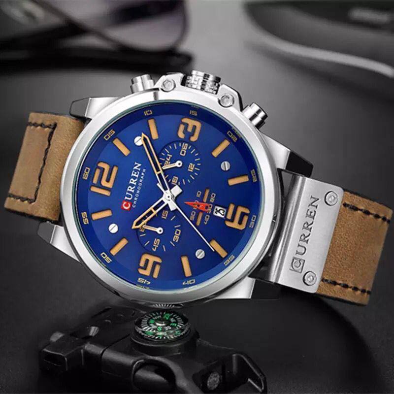 CURREN 8314 WATER RESISTANT LEATHER STRAP CHRONOGRAPH DATE DISPLAY CURREN BRANDED BOX AND ENQUIRIES
