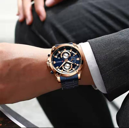 CURREN GENTS WATCH #8360 WATER RESISTANT CHRONOGRAPH MOVEMENT DATE DISPLAY BATTERY POWERED CURREN BRANDED BOX ENQUIRIES