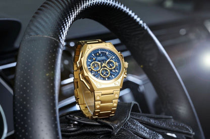 MEGIR CHRONOGRAPH GOLD SILVER COMES A MEGIR BRANDED BOX