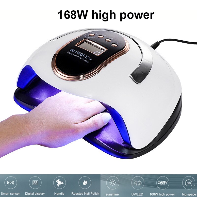 168W Bluecue Nail Dryer 36 Led UV Lamp LED UV Light Nails Dryer Manicure Dry Gel Polish Lamp Automatic Sensing Gel Polish Drying Lamp For Nail Art Salon Tools