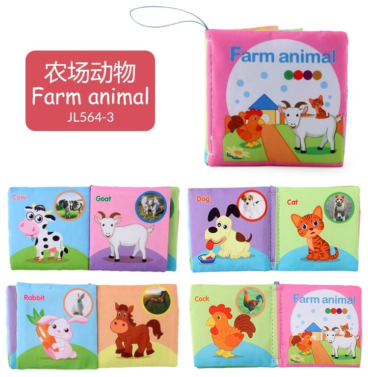 Baby Cloth Books Enlightenment Early Educational Toys Kids Fruits Animal Numbers Food Cognitive Book for Toddlers 0-36 Month