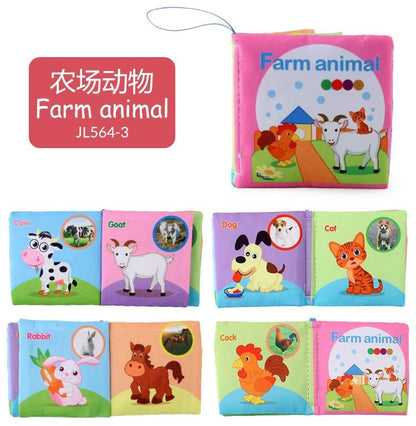 Baby Cloth Books Enlightenment Early Educational Toys Kids Fruits Animal Numbers Food Cognitive Book for Toddlers 0-36 Month