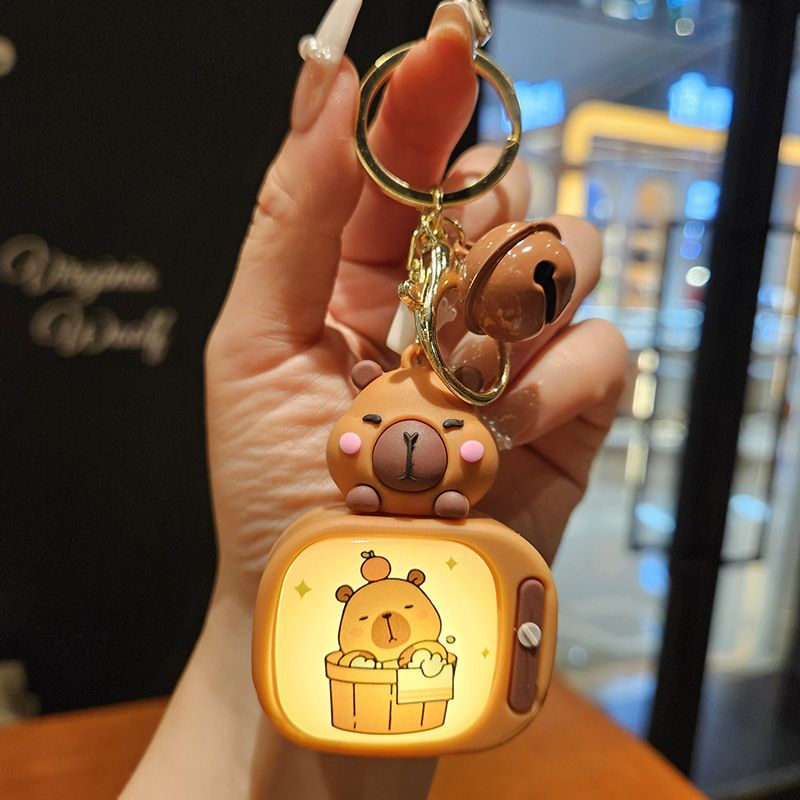 New Capybara Light-Up Tv Keychain Capybara Schoolbag Gift Claw Machine Small Pendant