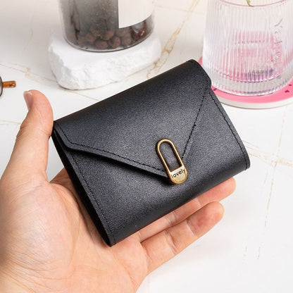 Women Short Wallet Ladies Coin Purse Tri-fold Wallet Card Case PU Synthetic Leather Wallet