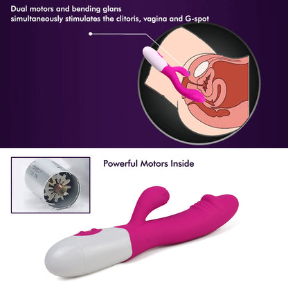 Womens Upgraded Vibrator Powerful G Spot Silicone Dildo Powerful Quiet Vagina Clit Stimulator 2 Motors Best Seller Adult Sex Toys Gift for Girlfriend Wife