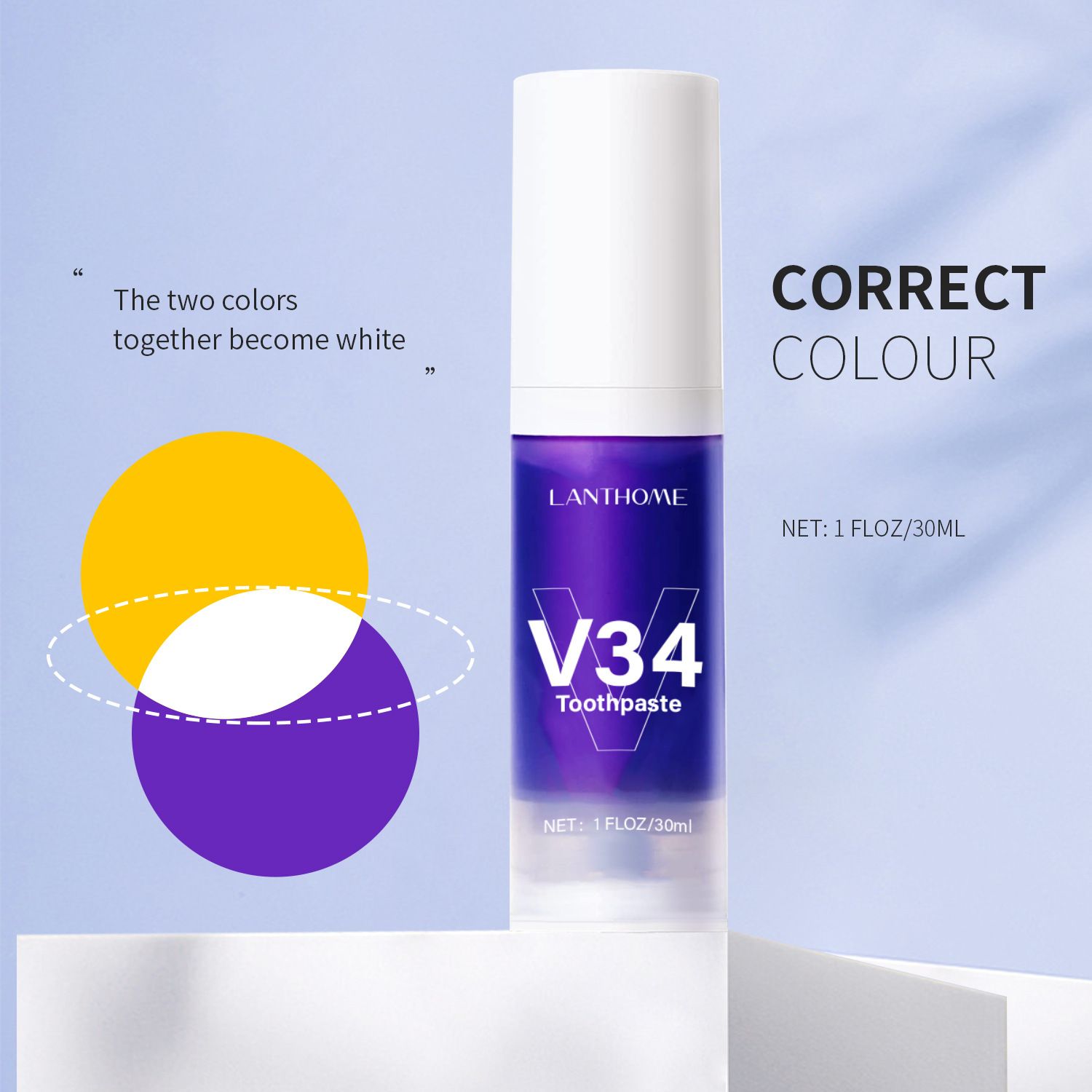 V34 Purple Whitening Toothpaste Remove Stains Teeth Whitening Reduce Yellowing Care For Teeth Gums Fresh Breath Brightening Teeth