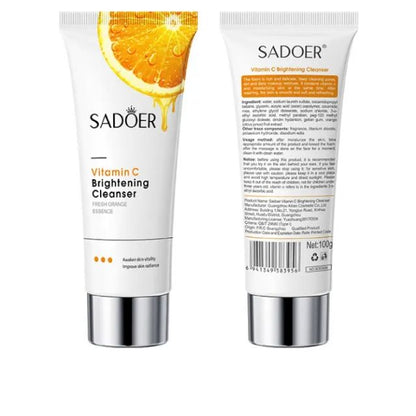 Sadoer Vitamin C Foaming Cleanser, Face Brightening Face Cleanser is Effective in Removing Make Up Residues, Deep Cleaning, Moisturizing, Skin Brightening and Fades Dark Spots