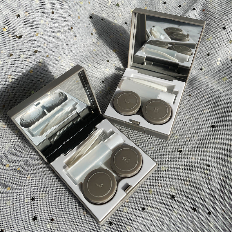 Contact Lenses Box With Mirror Travel Container Kit Cold Solid Color Mini Contact Lens Case Pocket Portable Easy Carry Make Up Beauty Pupil Storage