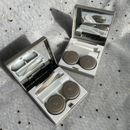 Contact Lenses Box With Mirror Travel Container Kit Cold Solid Color Mini Contact Lens Case Pocket Portable Easy Carry Make Up Beauty Pupil Storage