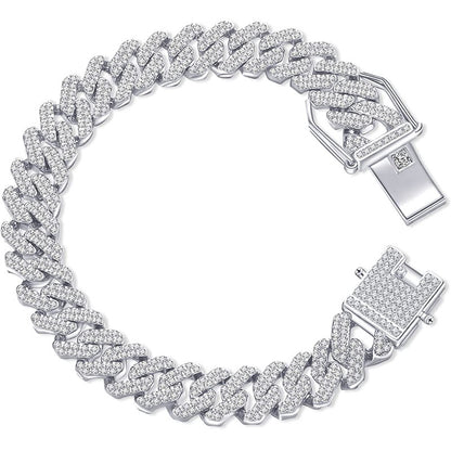 1 pcs anklet bracelet men/women iced bracelet rapper dangles Miami Cuban Link bracelet hip hop bling ice out bracelet fashion jewelry accessories couple bracelets gifts for her/him