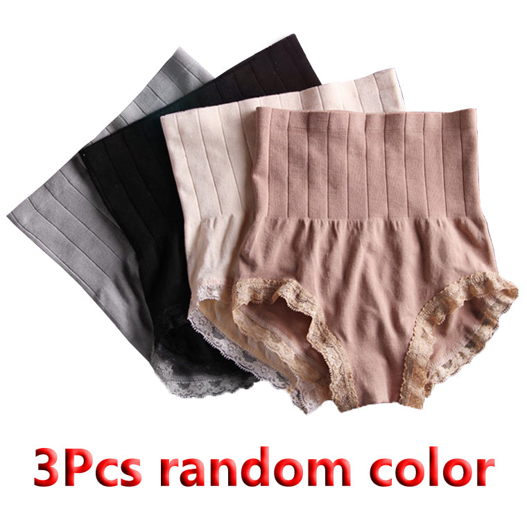3 Pcs Women's underwear high-waist postpartum tummy tuck pants ladies hip Lift body sculpting pants Girls' lace panties Comfortable body briefs students Lingerie