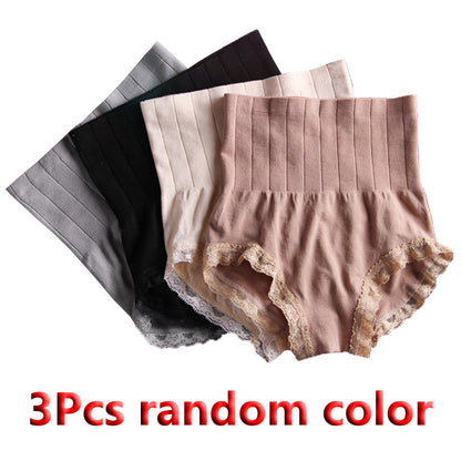 3 Pcs Women's underwear high-waist postpartum tummy tuck pants ladies hip Lift body sculpting pants Girls' lace panties Comfortable body briefs students Lingerie