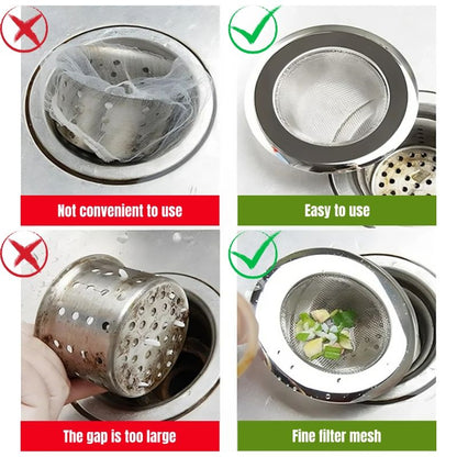 2pcs Stainless Steel Kitchen Sink Filter Food Waste & Water Drainage Anti-Clogging Easy Clean Durable Sink Strainer Kitchen Sink Stopper Drain Household Sink Filter Drain Strainer Catcher Stopper