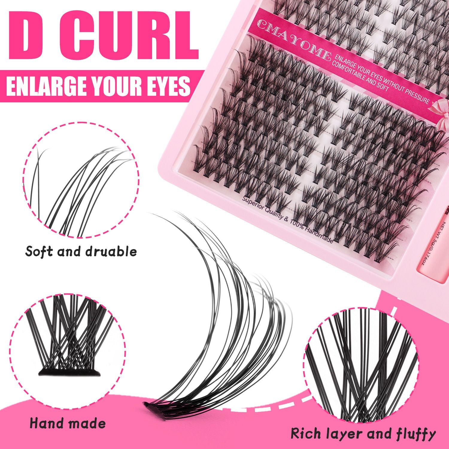 D Curve Single Cluster False Eyelash 8-16mm Gradient Natural Thickening DIY Segmented Grafted Hairy Eyelash for Women