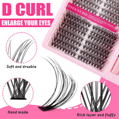 D Curve Single Cluster False Eyelash 8-16mm Gradient Natural Thickening DIY Segmented Grafted Hairy Eyelash for Women