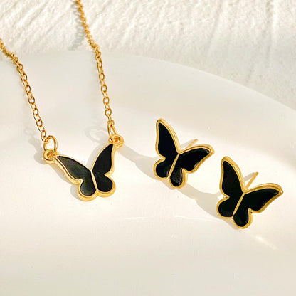 UPHUI 5-piece Women's Jewelry Set Earrings Necklaces Bracelets Rings Fashion Butterfly Jewelry Set Women's Butterfly Jewelry Couple Gifts